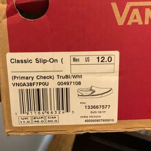 Classic slip on Vans, Blue/wht checker box